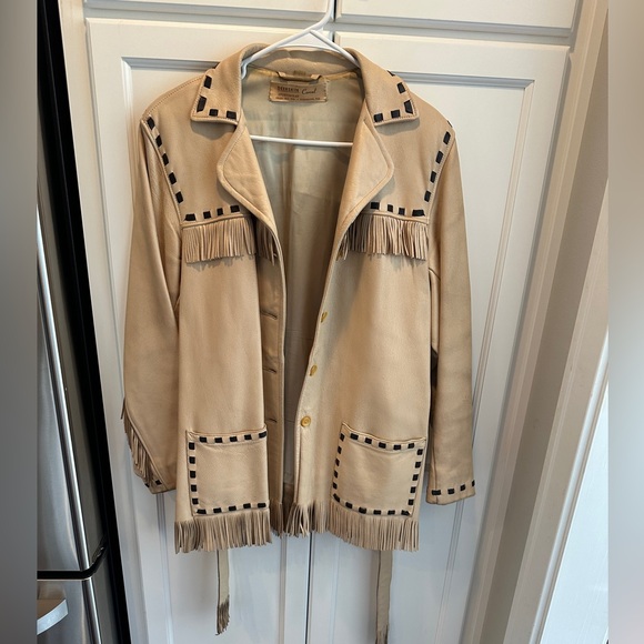Vintage 1950 Western Fringed Deerskin Leather  Coat Size 8  Berlin Wisconsin - Picture 8 of 16